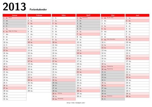 A calendar for doublesided DIN-A4