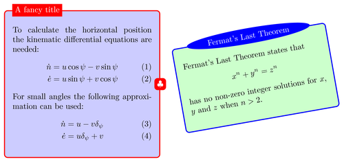 Boxes with text and math